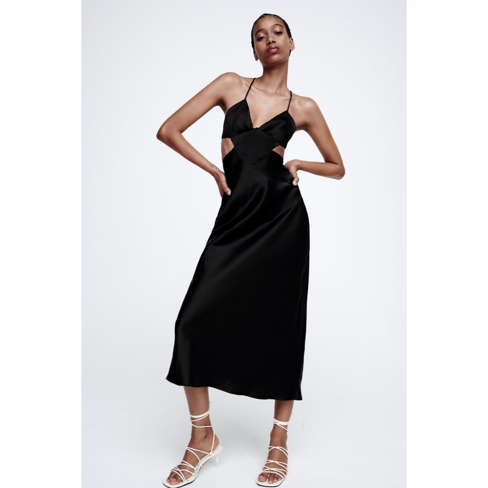 Zara black maxi dress with cut outs - Picture 6 of 15